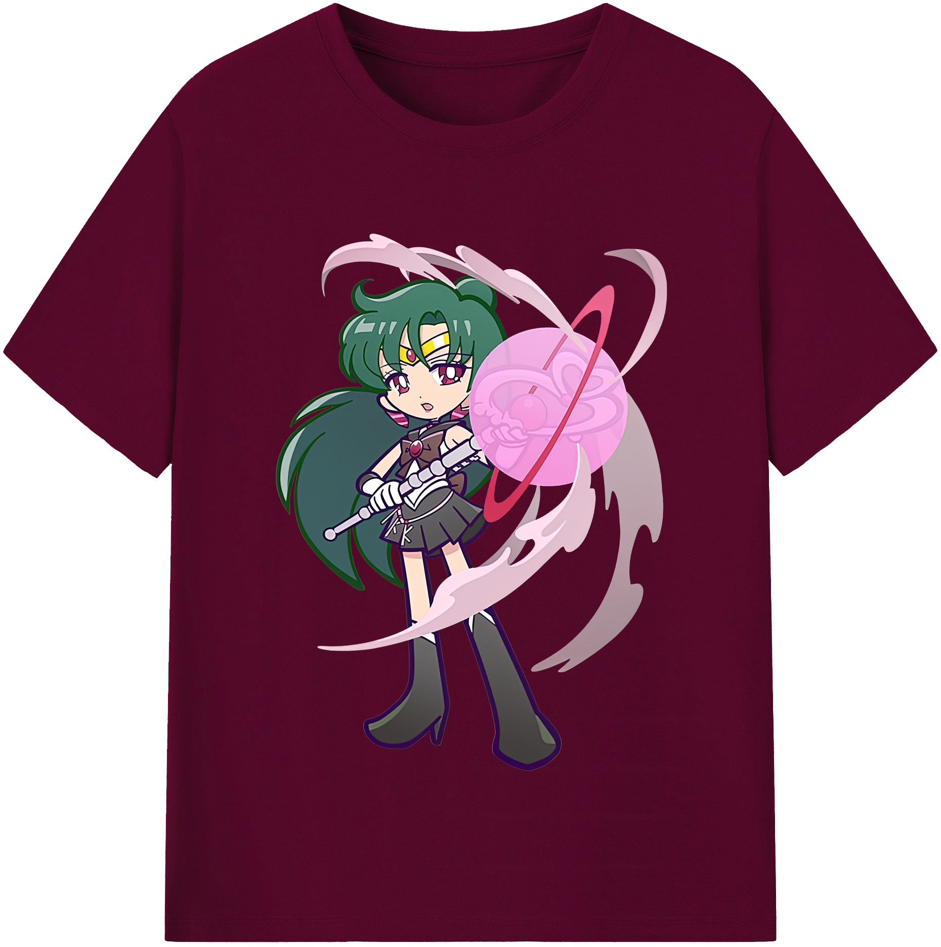 （画像用） 美少女戦士セーラームーン 冥王せつな Sailor Moon Meiou Setsuna レディースカジュアルプリントTシャツ（綿100％）